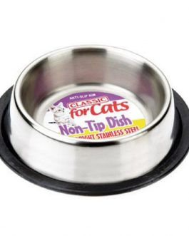 Classic Stainless Steel Non Tip Cat Dish