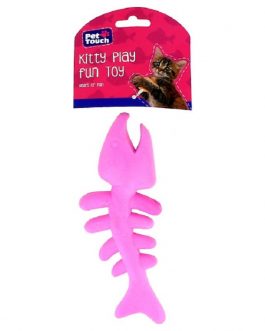 Pet Touch Sponge Fish Cat Toy in Pink